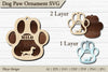 Dog Paw Ornament SVG Bundle