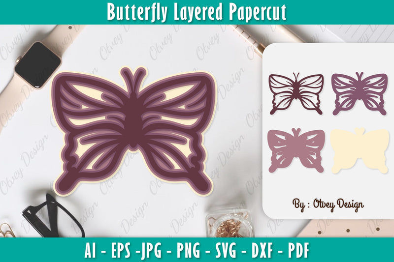 Butterfly Layered Papercut SVG Bundle 7 - CraftNest - Digital Crafting and Art