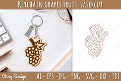 Keychain Grapes Fruit Lasercut SVG Bundle - CraftNest - Digital Crafting and Art