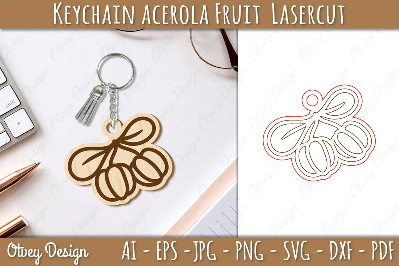 Acerola Fruit Keychain SVG Bundle Lasercut - CraftNest - Digital Crafting and Art