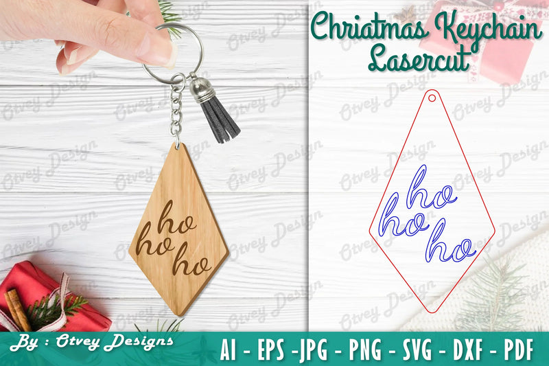 Christmas Keychain Lasercut SVG Bundle 29 - CraftNest - Digital Crafting and Art