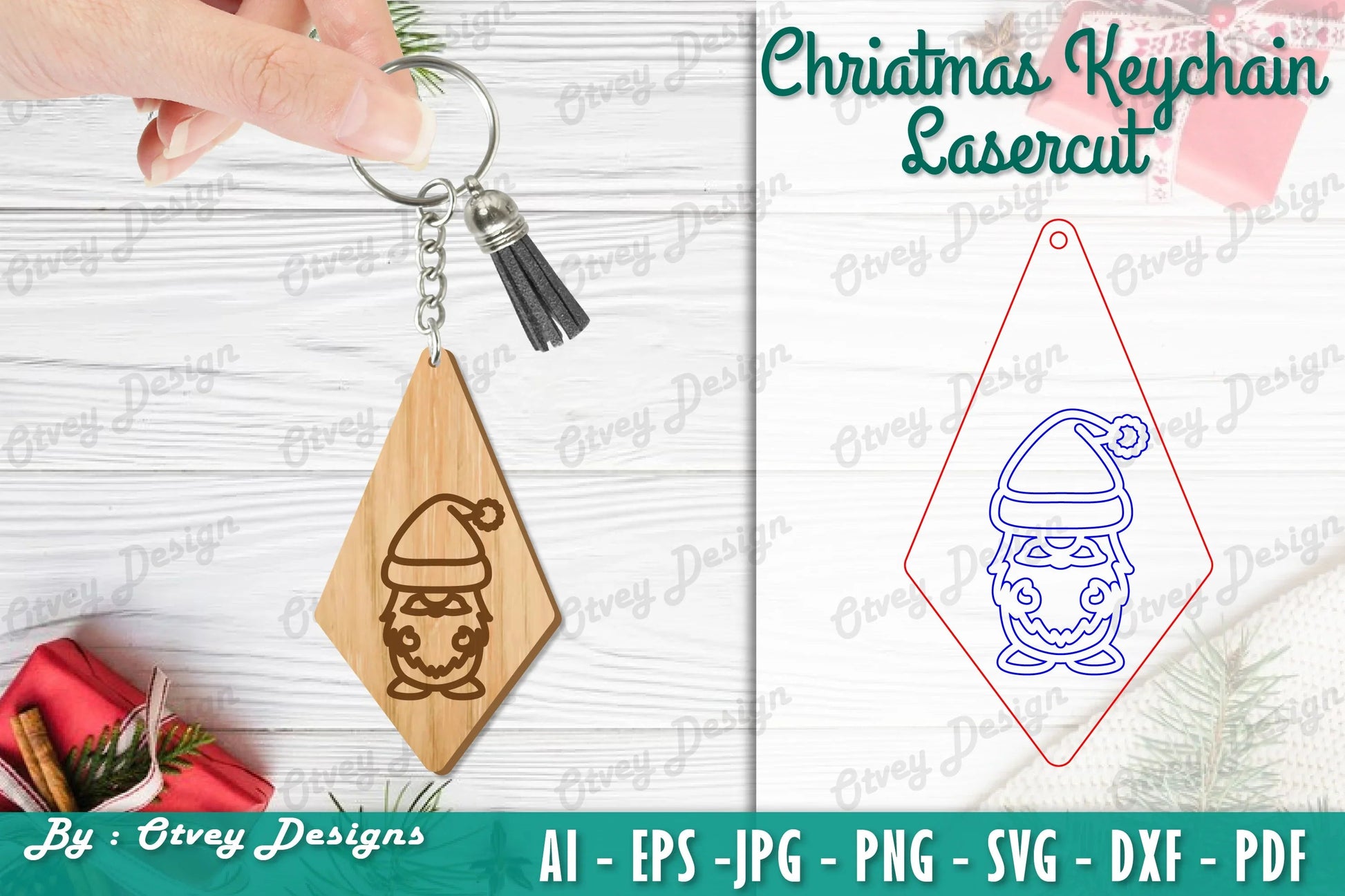 Christmas Keychain Lasercut SVG Bundle 30 - CraftNest - Digital Crafting and Art