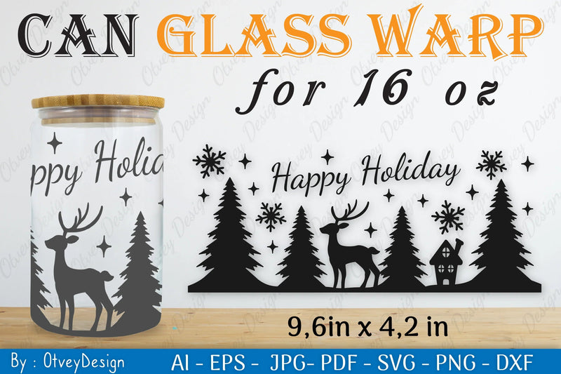 Christmas Deer Can Glass 16 OZ SVG Bundle 1 - CraftNest - Digital Crafting and Art