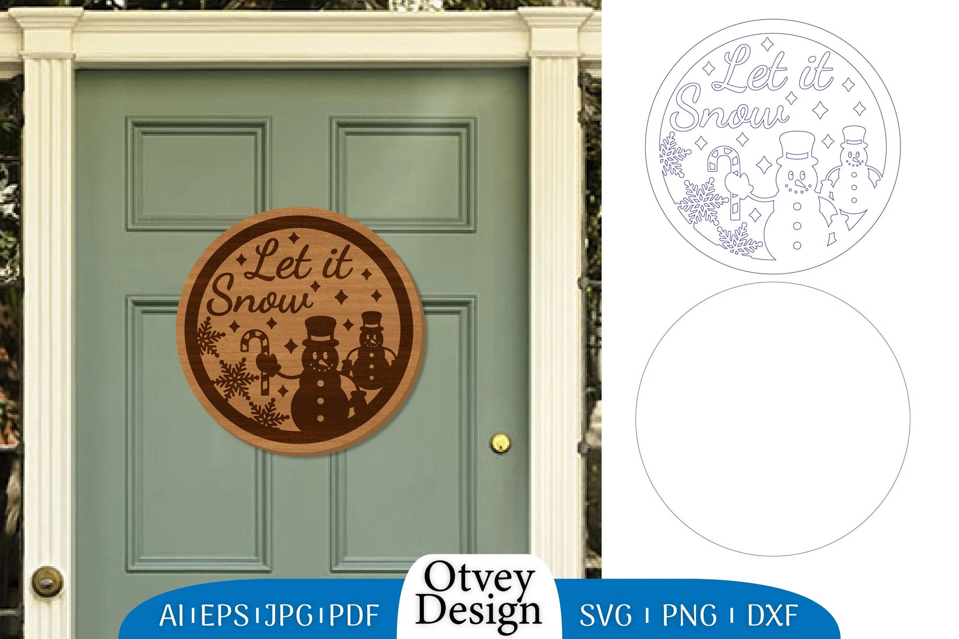 Snowman Round Door Ornament Lasercut SVG Bundle 1 - CraftNest - Digital Crafting and Art