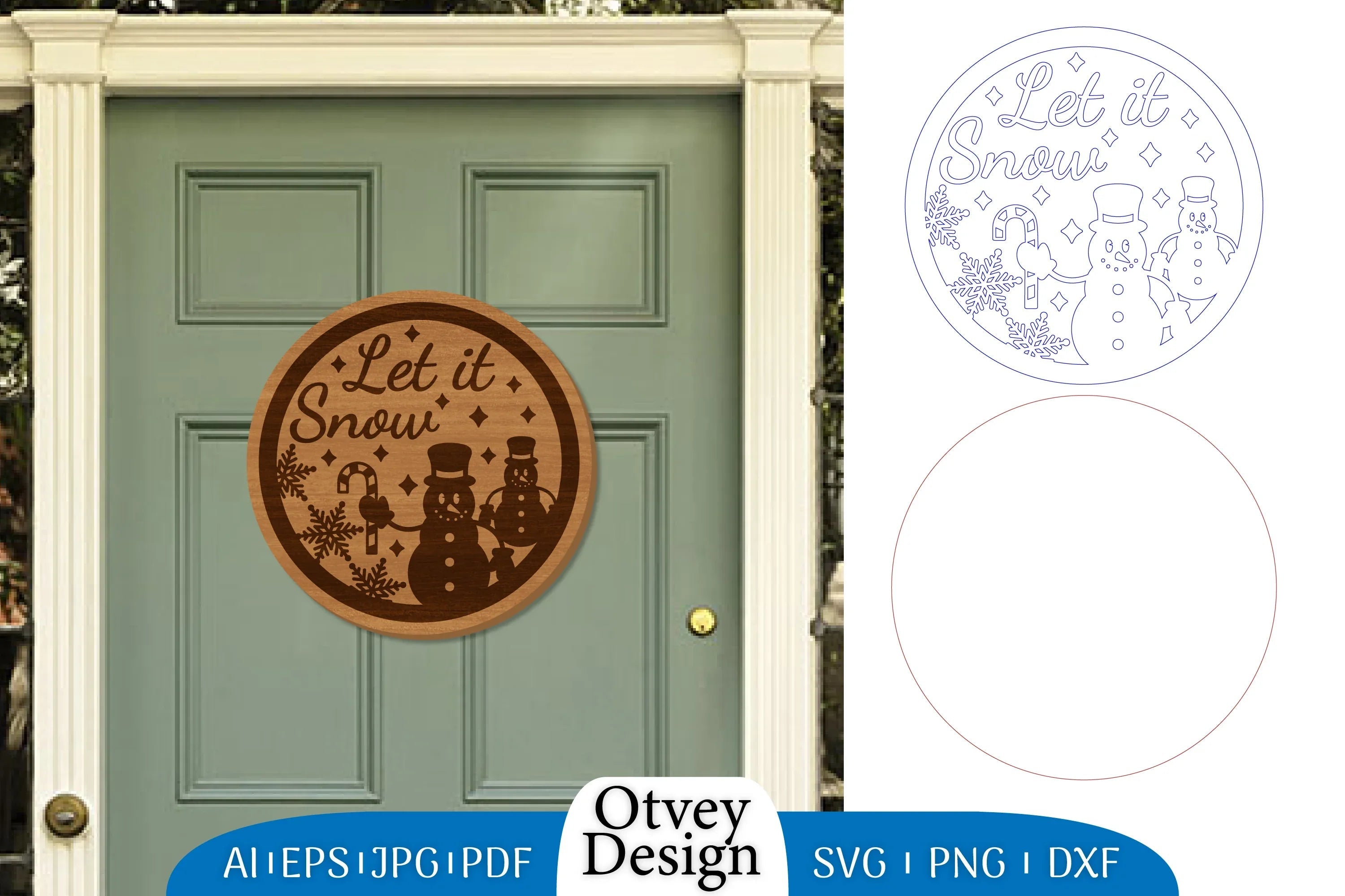 Snowman Round Door Ornament Lasercut SVG Bundle 1 - CraftNest - Digital Crafting and Art