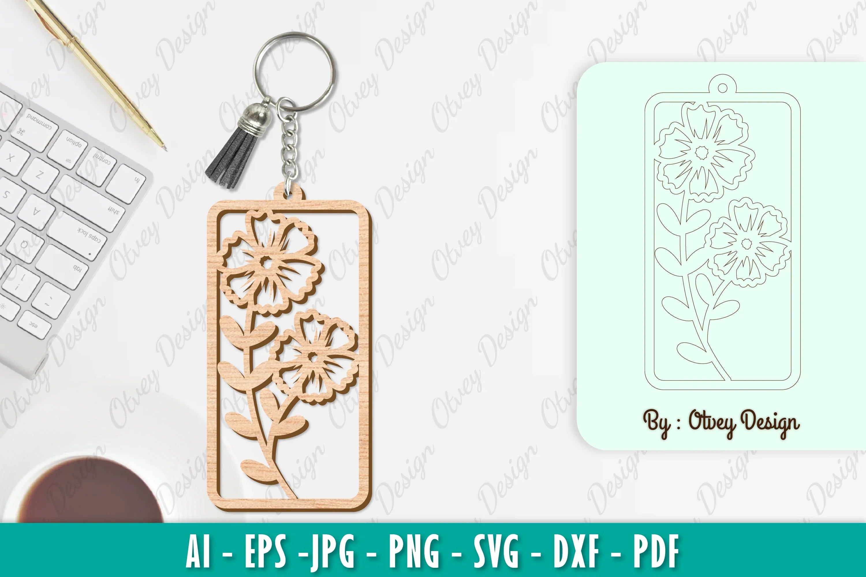 Flower Keychain SVG Bundle 1 - CraftNest - Digital Crafting and Art