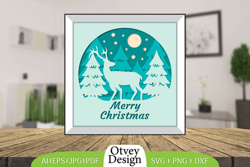 Merry Christmas Deer 3D Shadow Box Papercut SVG Bundle 1 - CraftNest - Digital Crafting and Art