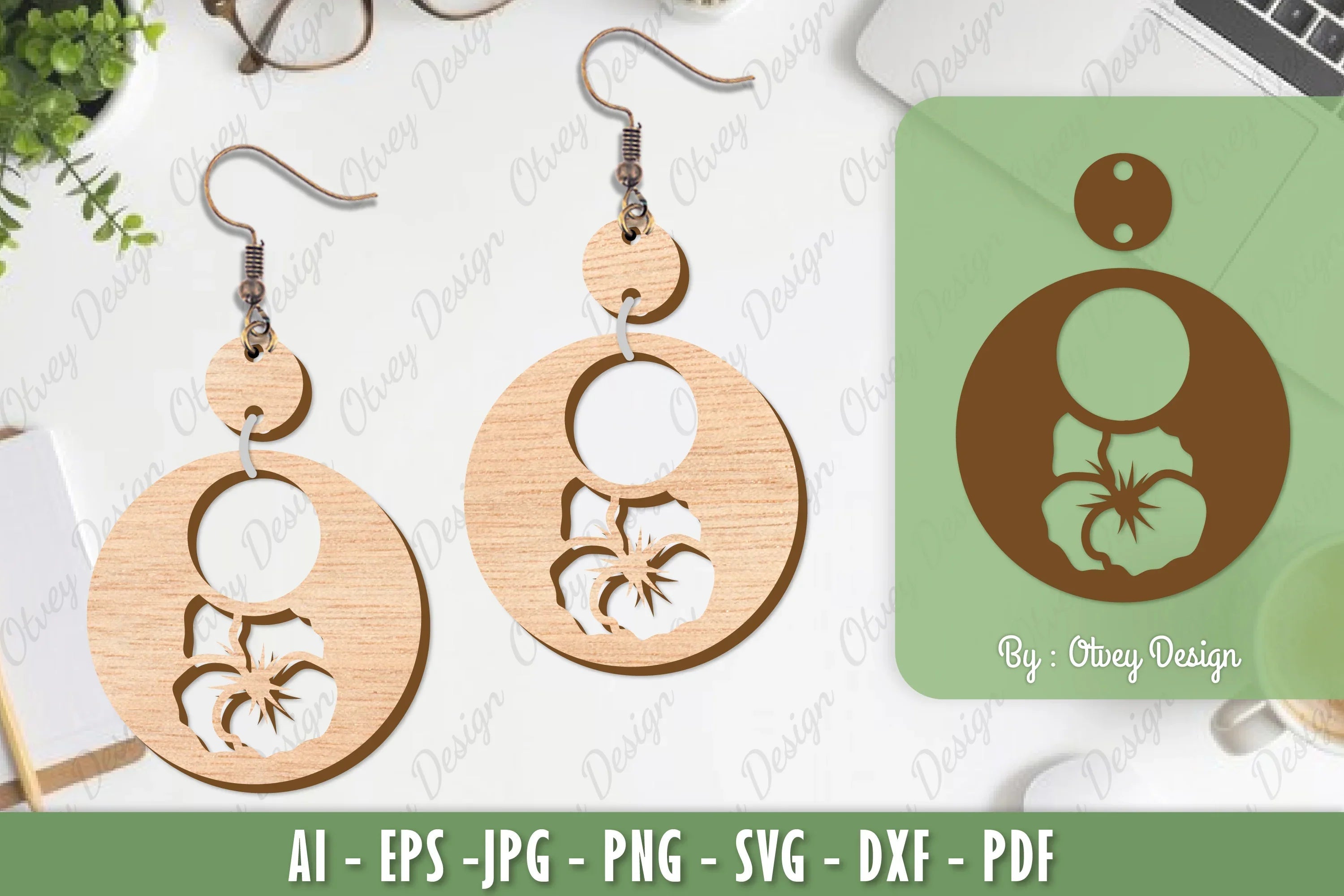 Flower Earrings Laser Cut SVG Bundle 31 - CraftNest - Digital Crafting and Art