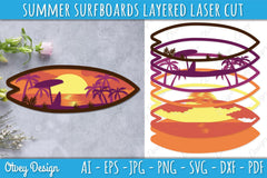 Summer Surfboards Layered Laser Cut SVG Bundle - CraftNest - Digital Crafting and Art