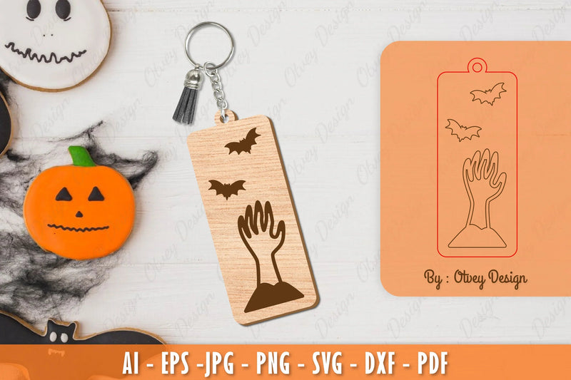 Halloween Keychain Laser Cut SVG Bundle 12 - CraftNest - Digital Crafting and Art