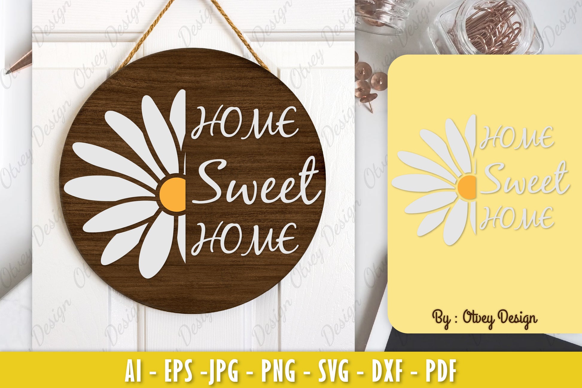 Daisy Flower Welcome Sign SVG Bundle 5 - CraftNest - Digital Crafting and Art