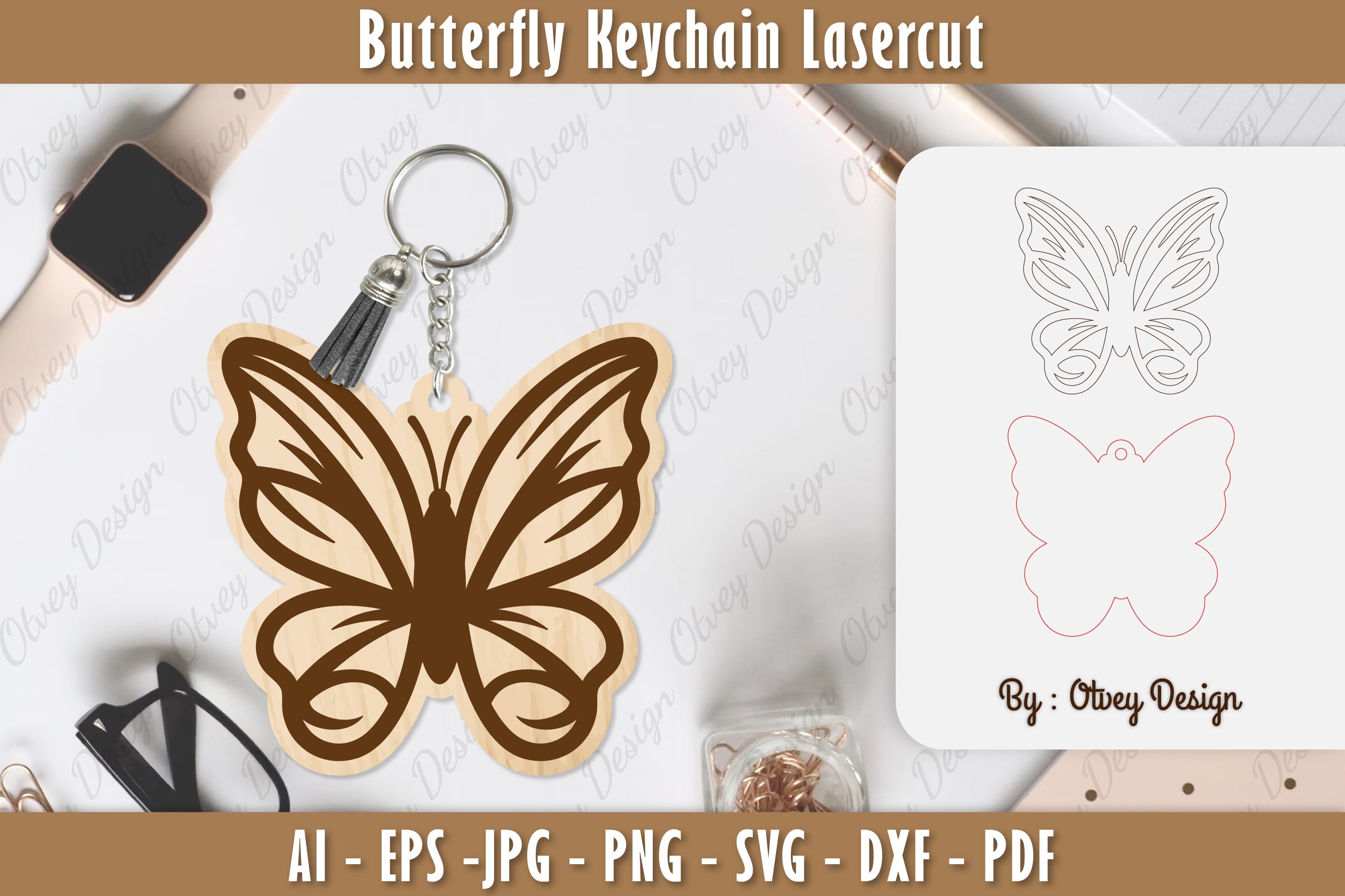 Butterfly Keychain Lasercut SVG Bundle 17 - CraftNest - Digital Crafting and Art