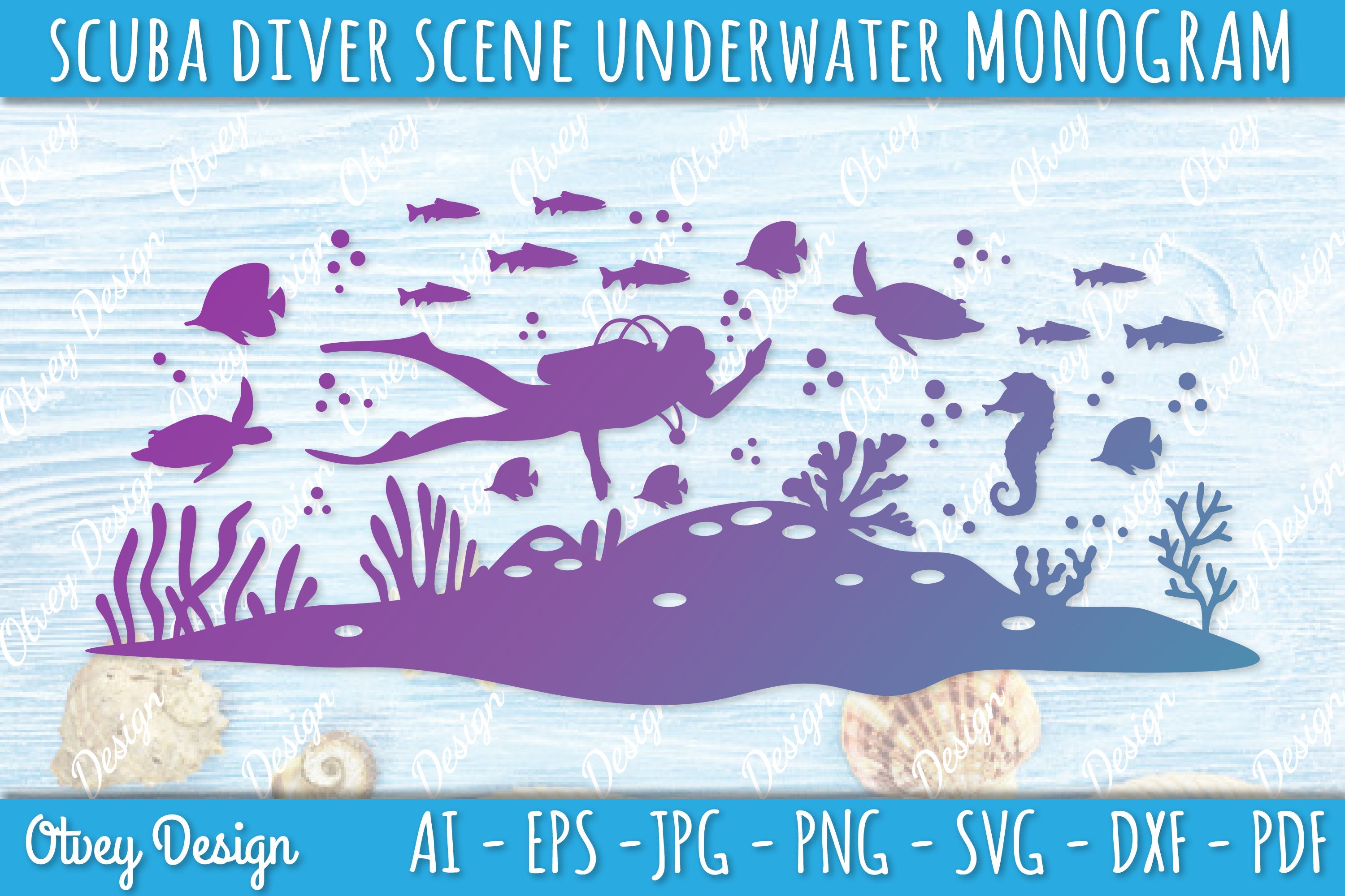 Scuba Diver Monogram SVG Bundle 2 - CraftNest - Digital Crafting and Art