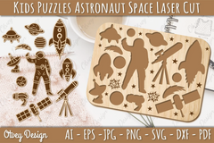 Kids Astronaut Space Educational Puzzles SVG Bundle - CraftNest - Digital Crafting and Art