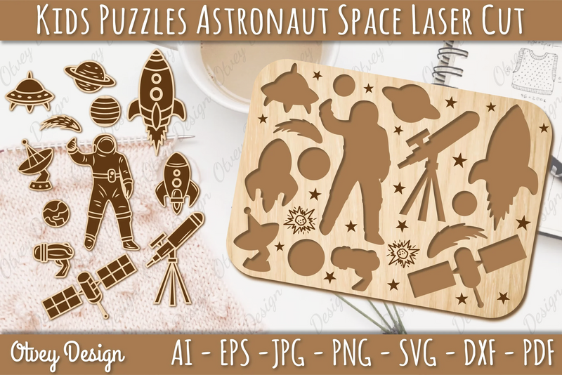 Kids Astronaut Space Educational Puzzles SVG Bundle - CraftNest - Digital Crafting and Art