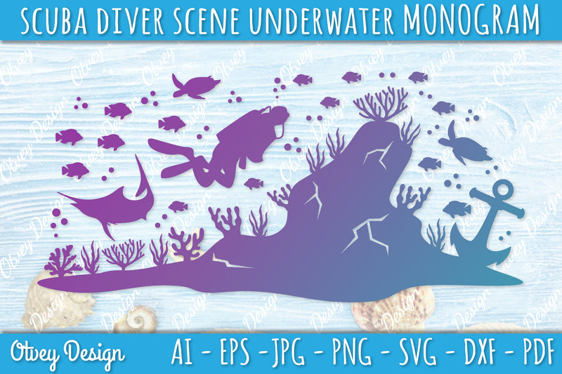 Scuba Diver Monogram SVG Bundle 6 - CraftNest - Digital Crafting and Art