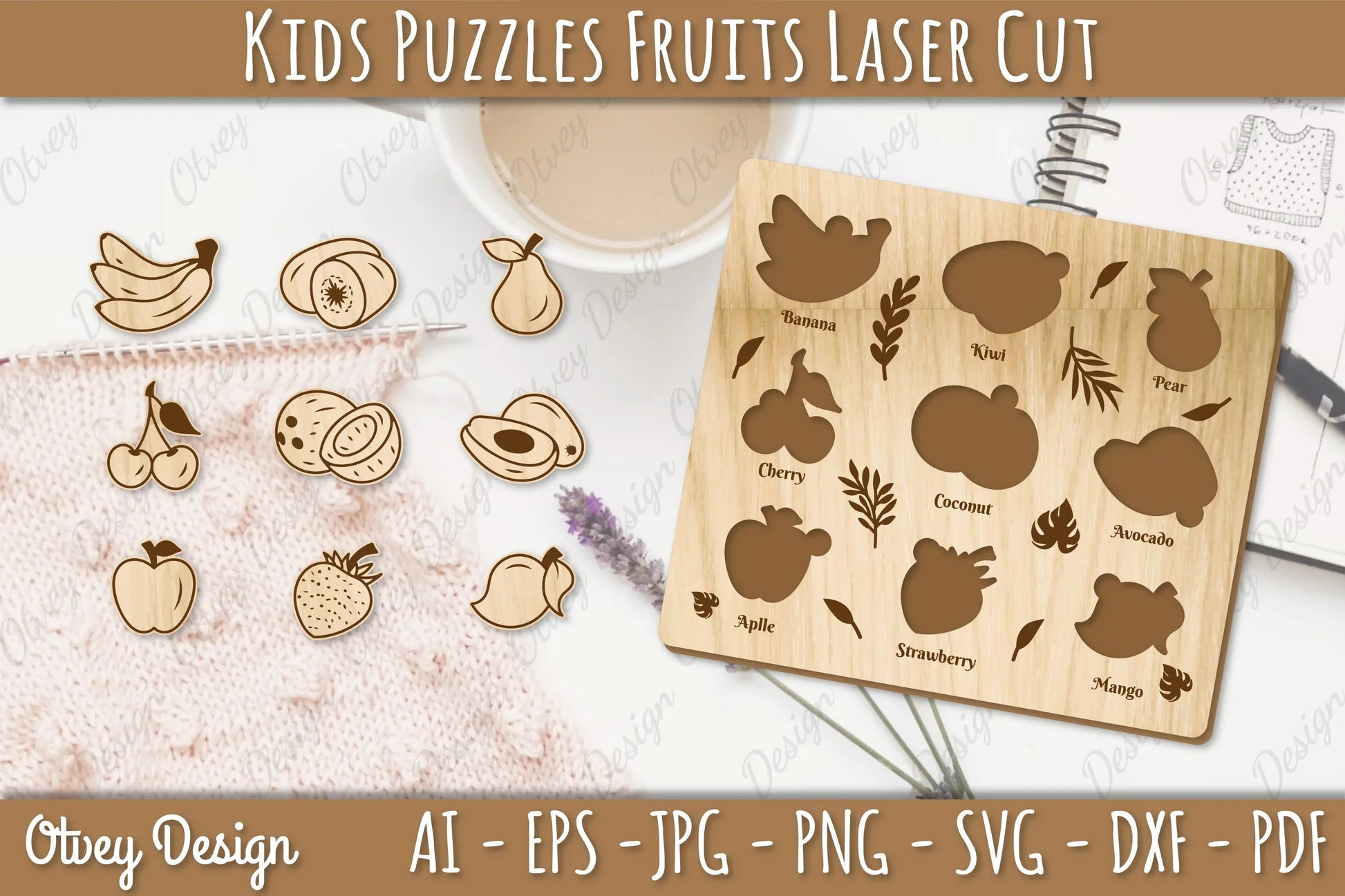 Kids Fruit Puzzles SVG Bundle - CraftNest - Digital Crafting and Art