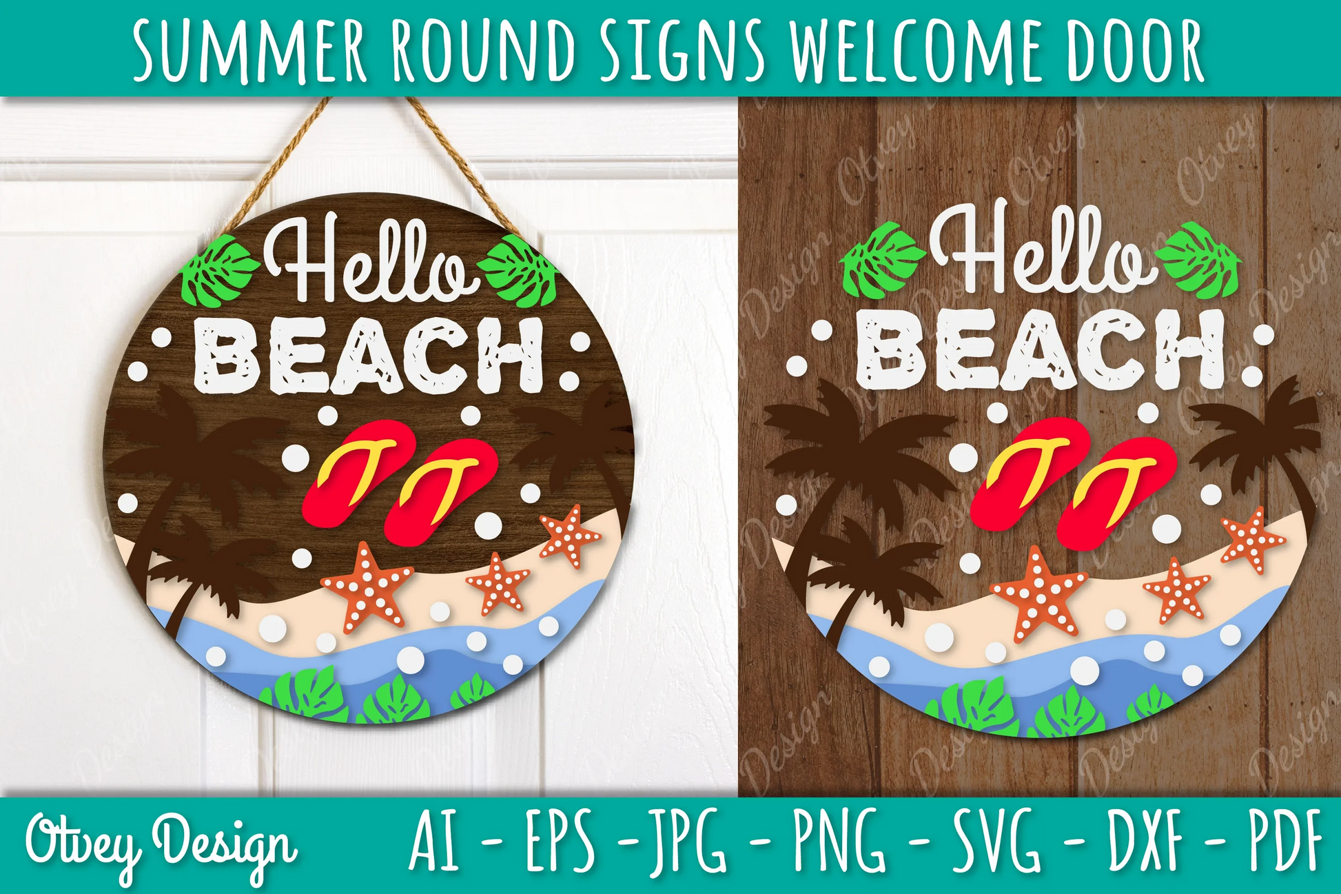 Summer Welcome Door Hangers SVG Bundle 3 - CraftNest - Digital Crafting and Art