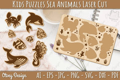 Kids Puzzles Sea Animals SVG Bundle - CraftNest - Digital Crafting and Art