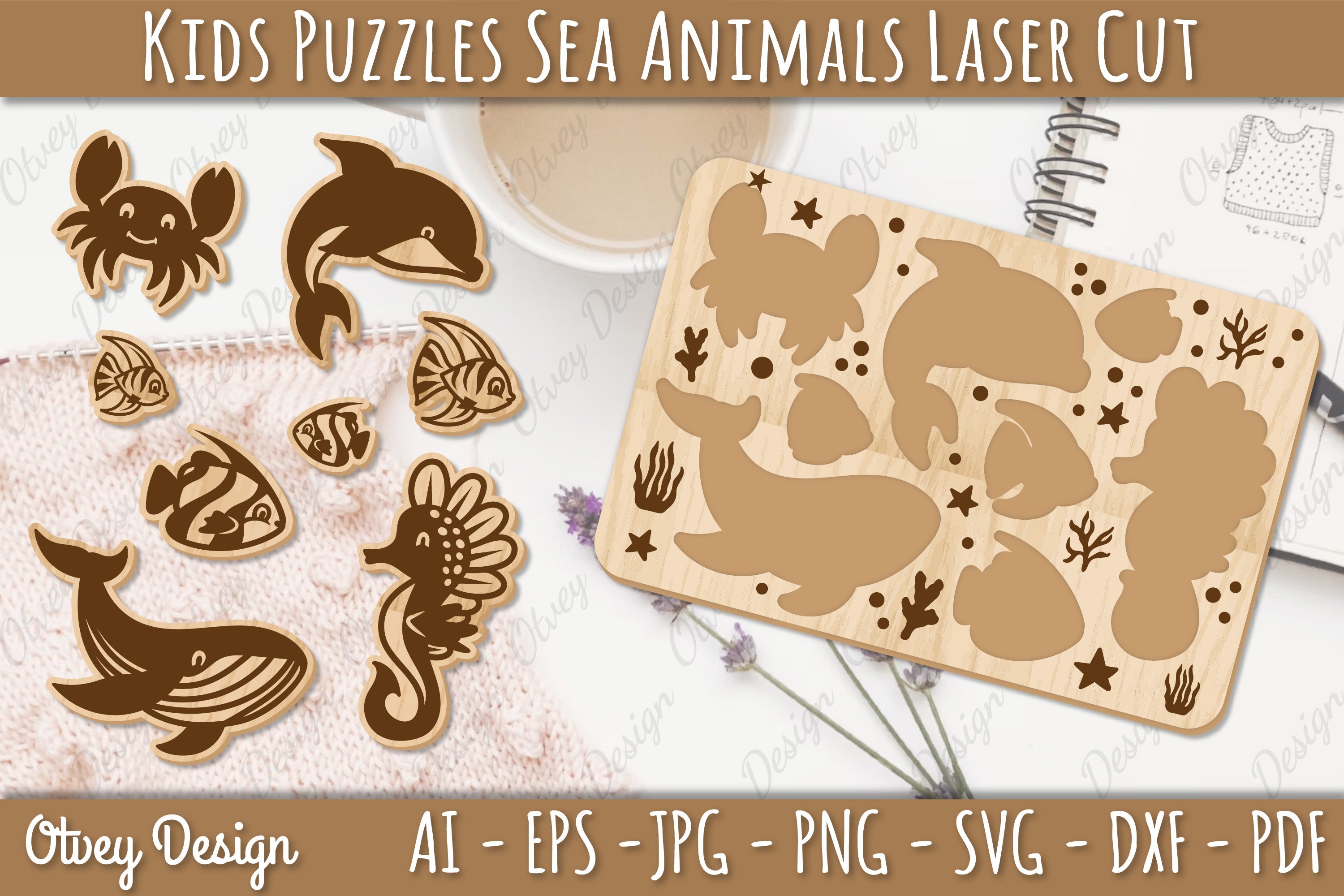 Kids Puzzles Sea Animals SVG Bundle