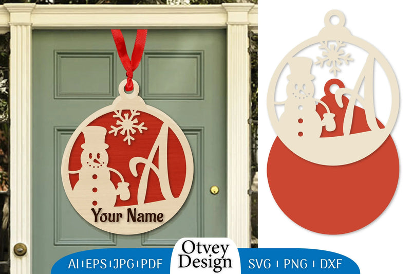 Snowman Name Christmas Ball SVG Bundle 1 - CraftNest - Digital Crafting and Art