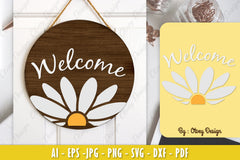 Daisy Flower Welcome Sign SVG Bundle 4 - CraftNest - Digital Crafting and Art