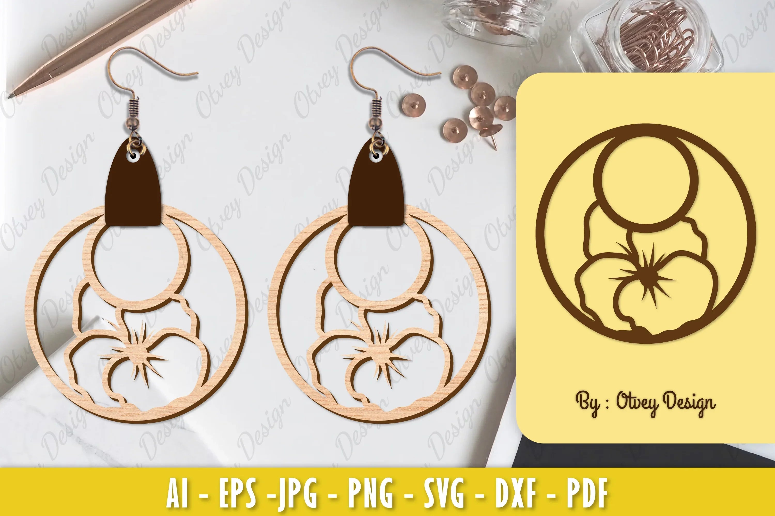 Flower Earring Laser Cut SVG Bundle 41 - CraftNest - Digital Crafting and Art