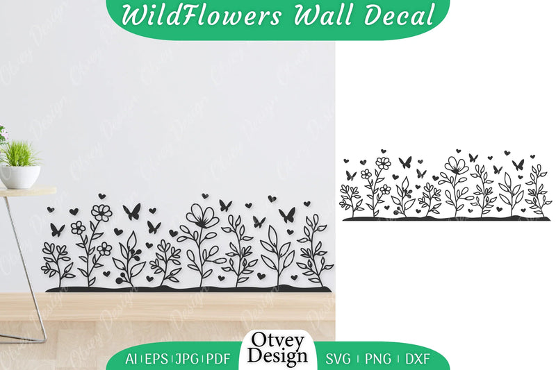 Blooming Wildflowers Wall Decal SVG Bundle 1 - CraftNest - Digital Crafting and Art