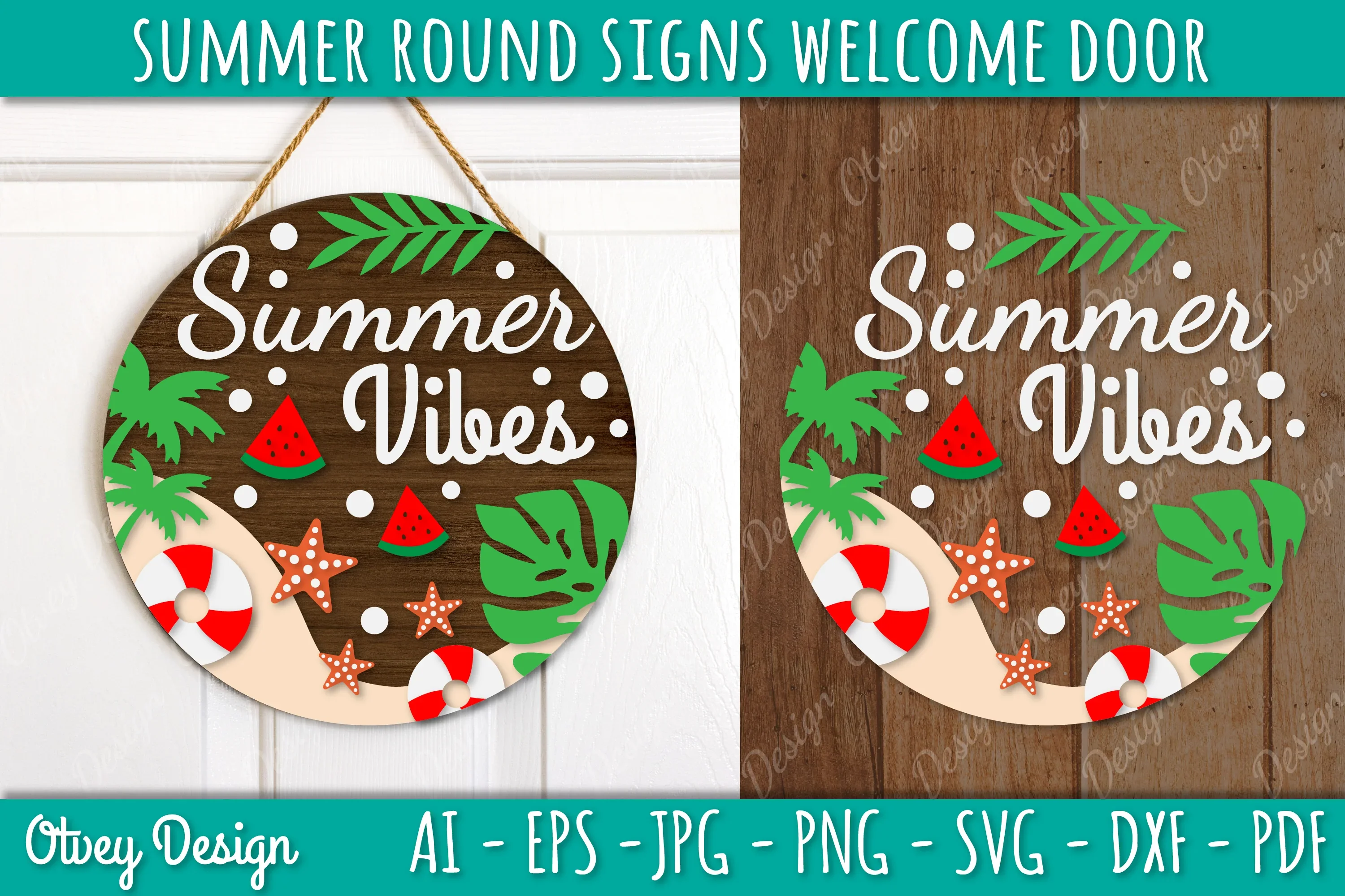Summer Welcome Door Hangers SVG Bundle 6 - CraftNest - Digital Crafting and Art