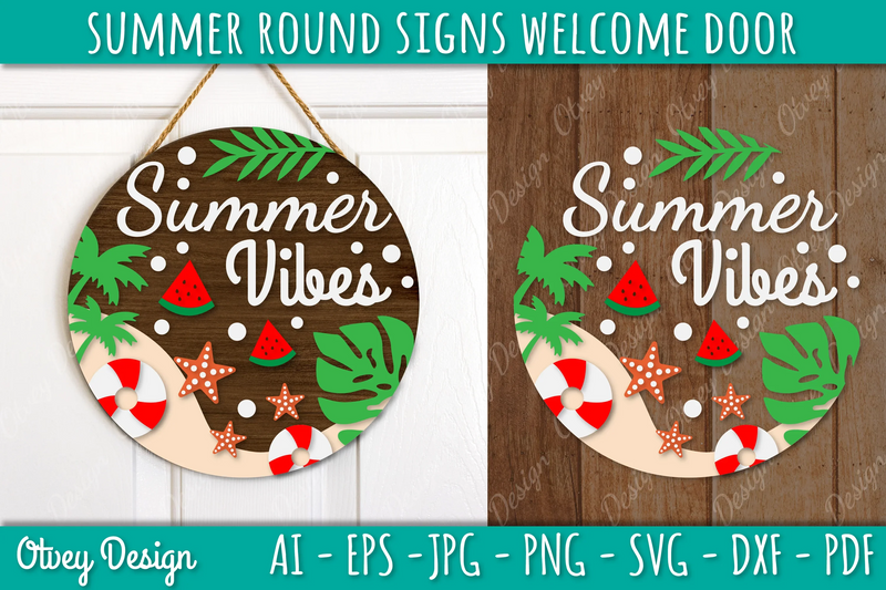 Summer Welcome Door Hangers SVG Bundle 6 - CraftNest - Digital Crafting and Art