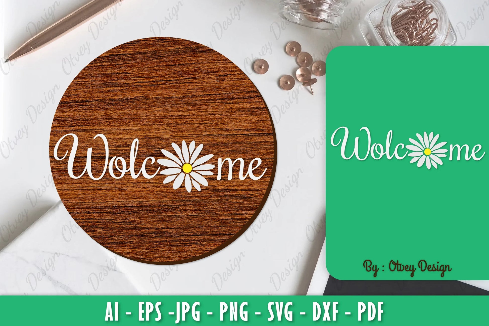 Daisy Flower Welcome Sign SVG Bundle - CraftNest - Digital Crafting and Art