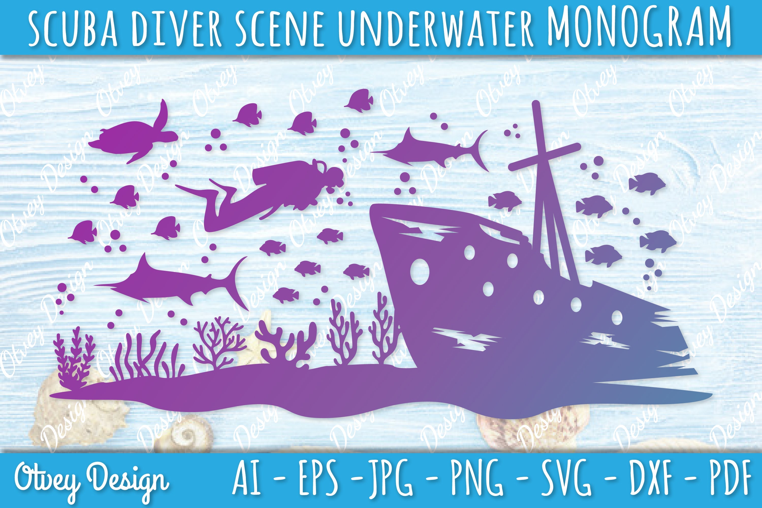 Scuba Diver Monogram SVG Bundle 4 - CraftNest - Digital Crafting and Art