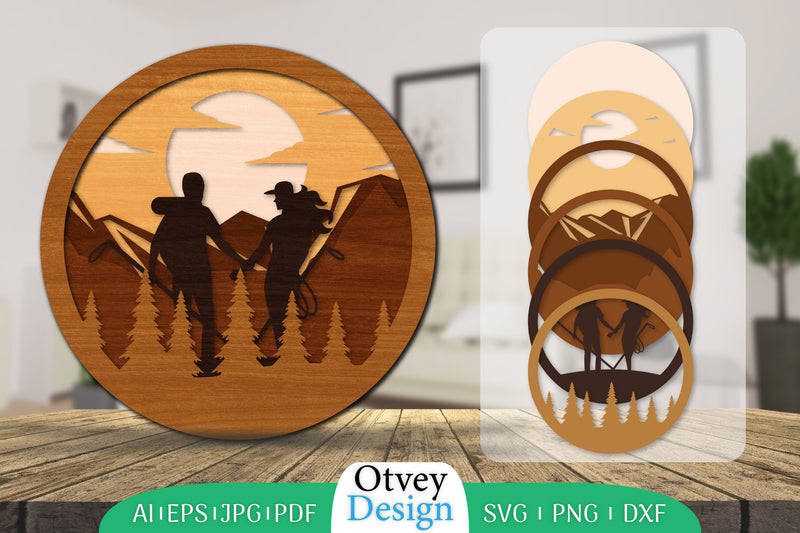 Hiking Couple Layered Lasercut SVG Bundle 1 - CraftNest - Digital Crafting and Art