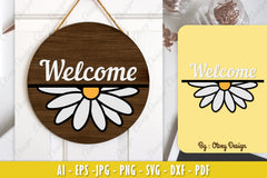 Daisy Flower Welcome Sign SVG Bundle 3 - CraftNest - Digital Crafting and Art