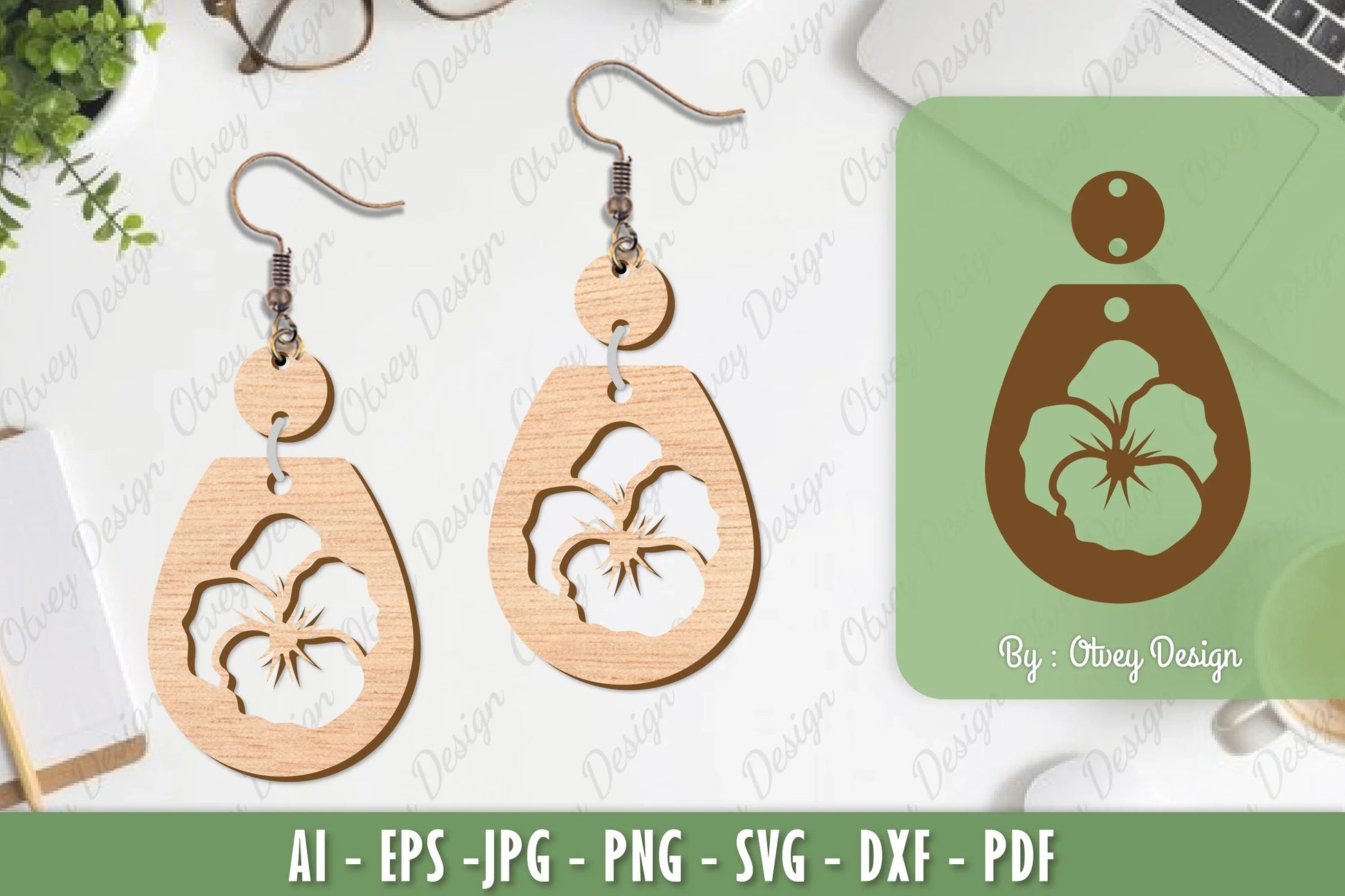 Flower Earrings Laser Cut SVG Bundle 61 - CraftNest - Digital Crafting and Art