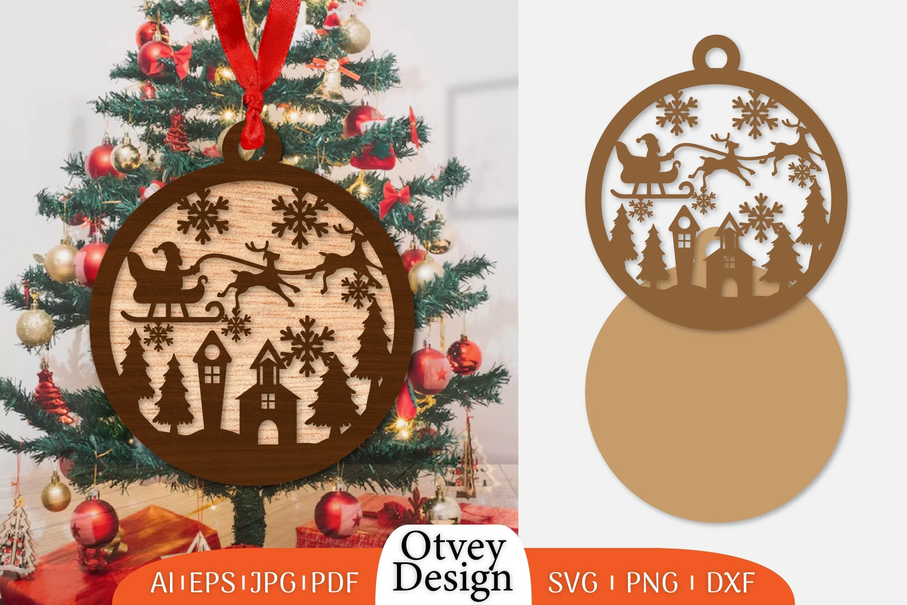 Ornament Christmas Santa Sleigh Lasercut SVG Bundle 11 - CraftNest - Digital Crafting and Art