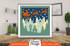 Christmas Santa Sleigh 3D Shadowbox SVG Bundle 1 - CraftNest - Digital Crafting and Art