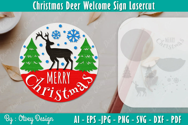 Christmas Deer Welcome Sign SVG Bundle - CraftNest - Digital Crafting and Art