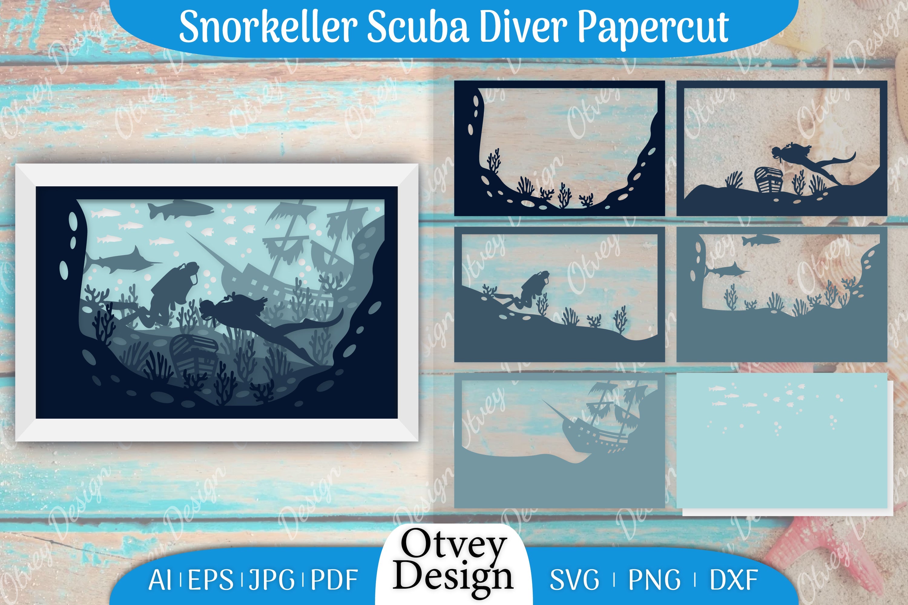 Scuba Diver 3D ShadowBox SVG Bundle 1 - CraftNest - Digital Crafting and Art