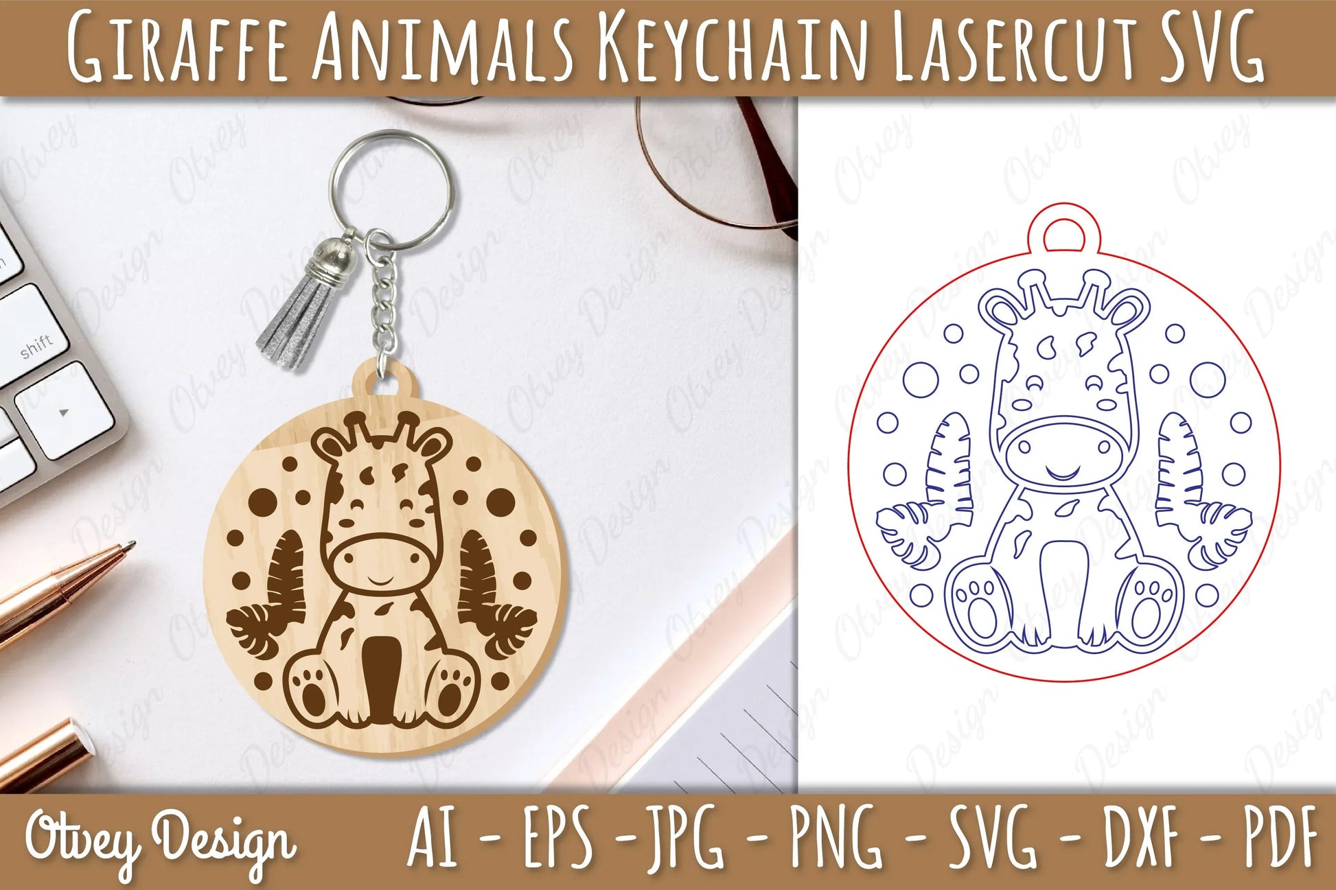 Giraffe Animal Keychain SVG Bundle - CraftNest - Digital Crafting and Art