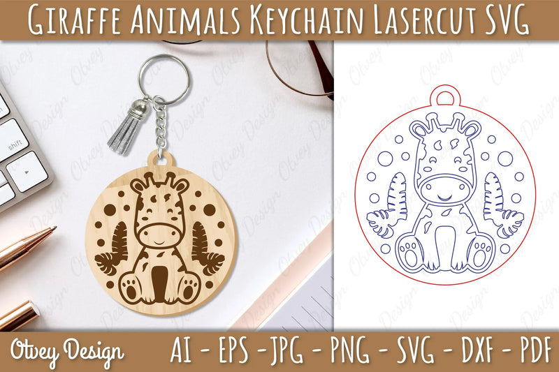 Giraffe Animal Keychain SVG Bundle - CraftNest - Digital Crafting and Art