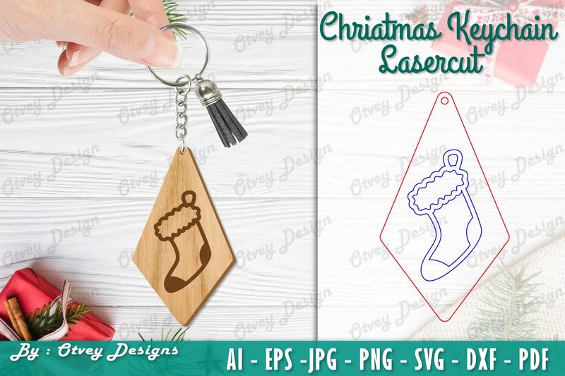 Christmas Keychain Lasercut SVG Bundle 21 - CraftNest - Digital Crafting and Art