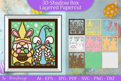 Gnome Easter 3D Shadow Box Layered Papercut SVG Bundle 9 - CraftNest - Digital Crafting and Art