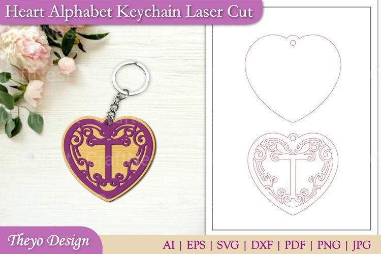 Alphabet Keychain from Heart Alphabet Keychain SVG