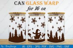 Christmas Santa Sleigh Can Glass 16 OZ SVG Bundle 2 - CraftNest - Digital Crafting and Art