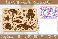 Kids Sea Animals Puzzles SVG Bundle - CraftNest - Digital Crafting and Art
