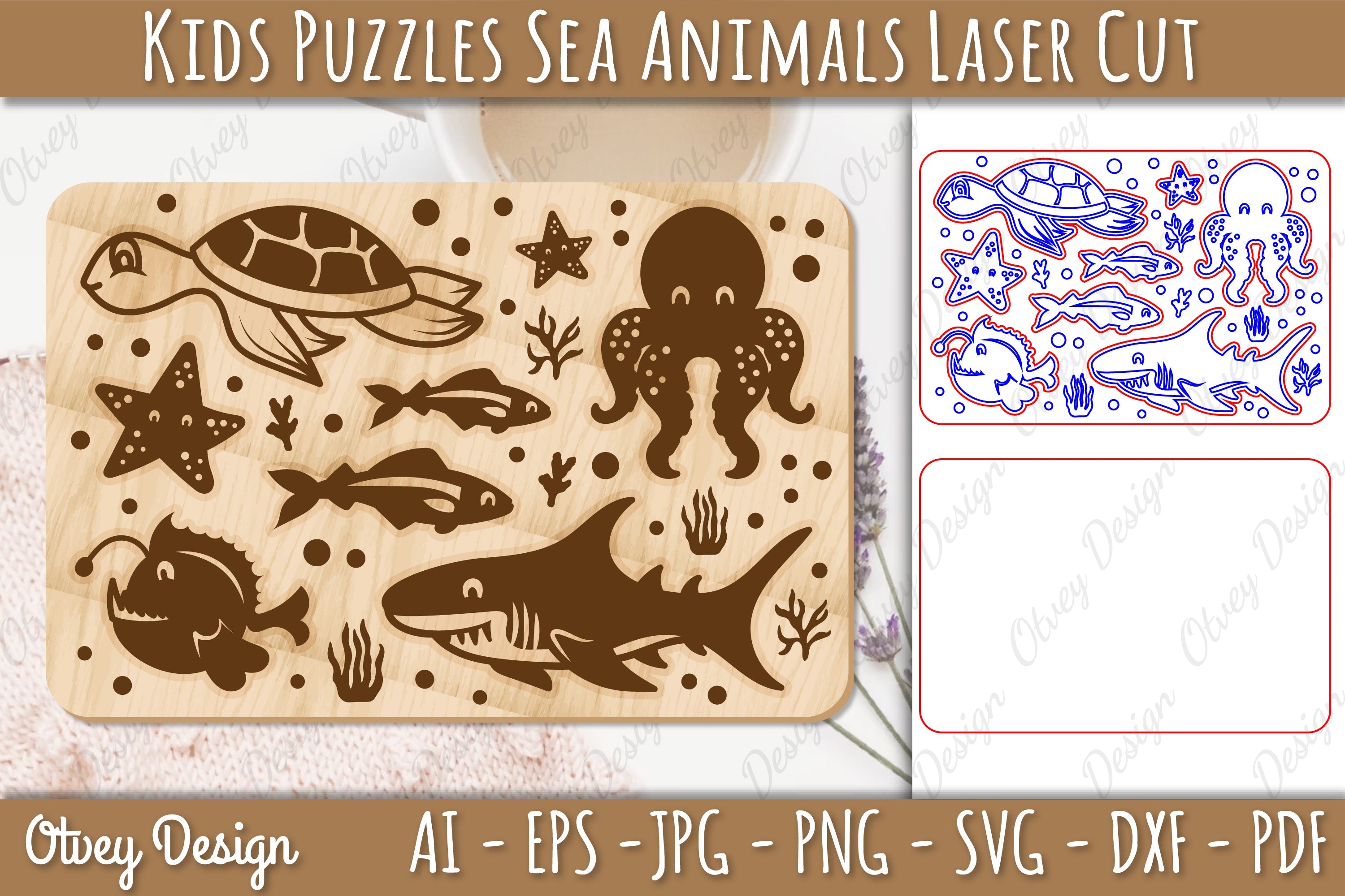 Kids Sea Animals Puzzles SVG Bundle