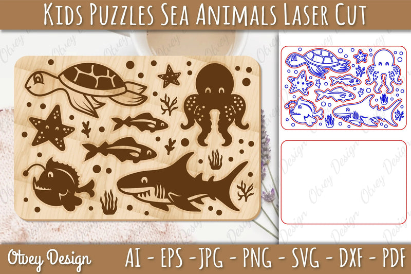 Kids Sea Animals Puzzles SVG Bundle - CraftNest - Digital Crafting and Art