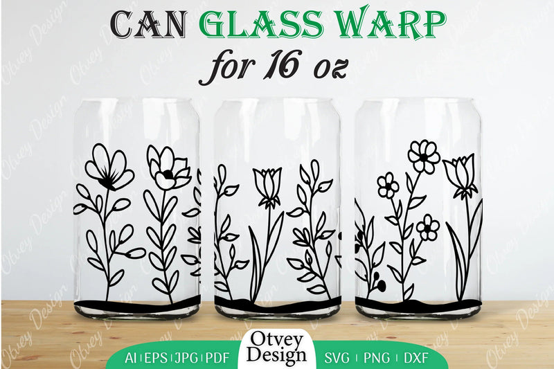 Blooming Wildflowers Can Glass 16 OZ SVG Bundle 5 - CraftNest - Digital Crafting and Art