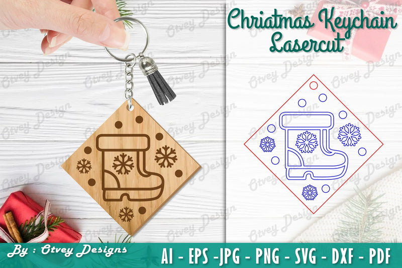Christmas Keychain Lasercut SVG Bundle 6 - CraftNest - Digital Crafting and Art